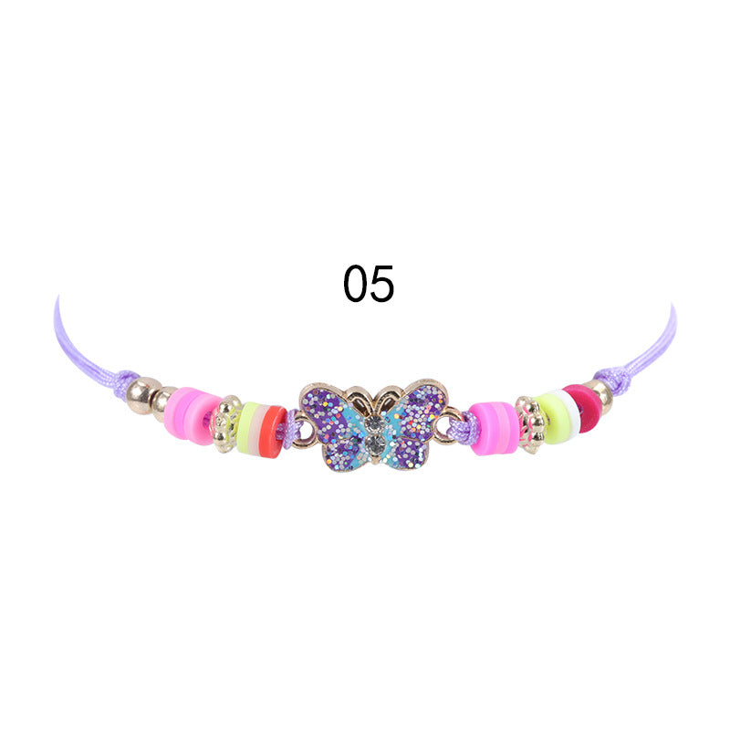 Wholesale Alloy Butterfly Rainbow Flower Shape Polymer Clay Children's Bracelet Necklace